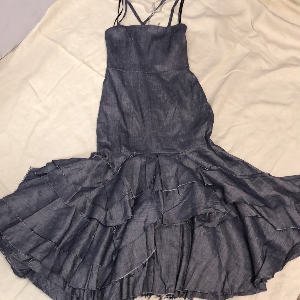 Milly Midi Apron Ruffle Dress-closed Jeans linen - Picture 12 of 14